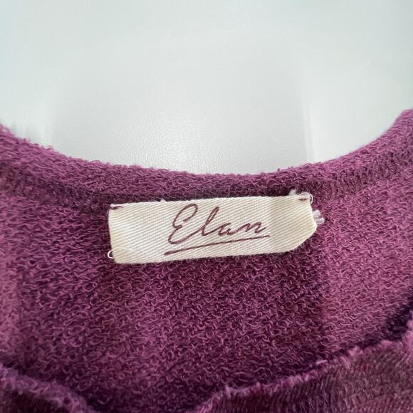 Elan Sweater Womens Medium Purple Cold Shoulder Raw Hem Pullover USA Boho Top - Picture 2 of 7